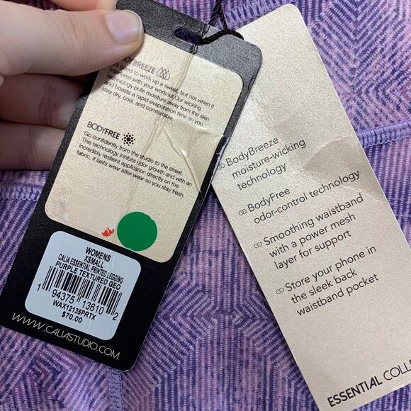 Calia Essential Collection Geometric Printed Leggings NWT Womens Sz XS Purple - Picture 3 of 7